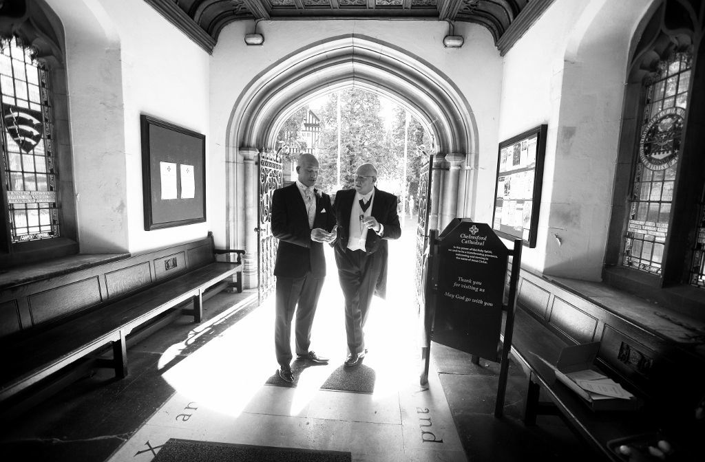Ted Prior and Groom at Chelmsford Cathedral Wedding